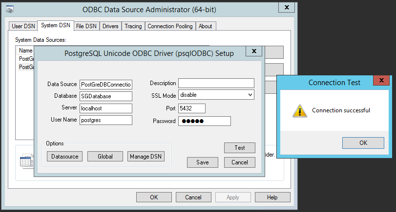Test Database Connectivity from 64-Bit ODBC connector